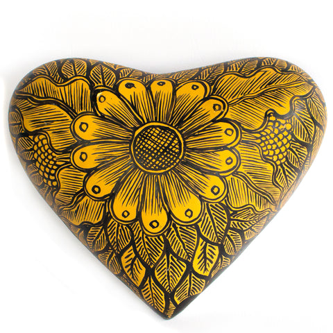 Three Sunflower Hearts Set, Chiapas Pottery