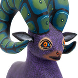 Purple Ram with Blue-Green Horns Alebrije, Copal Wood