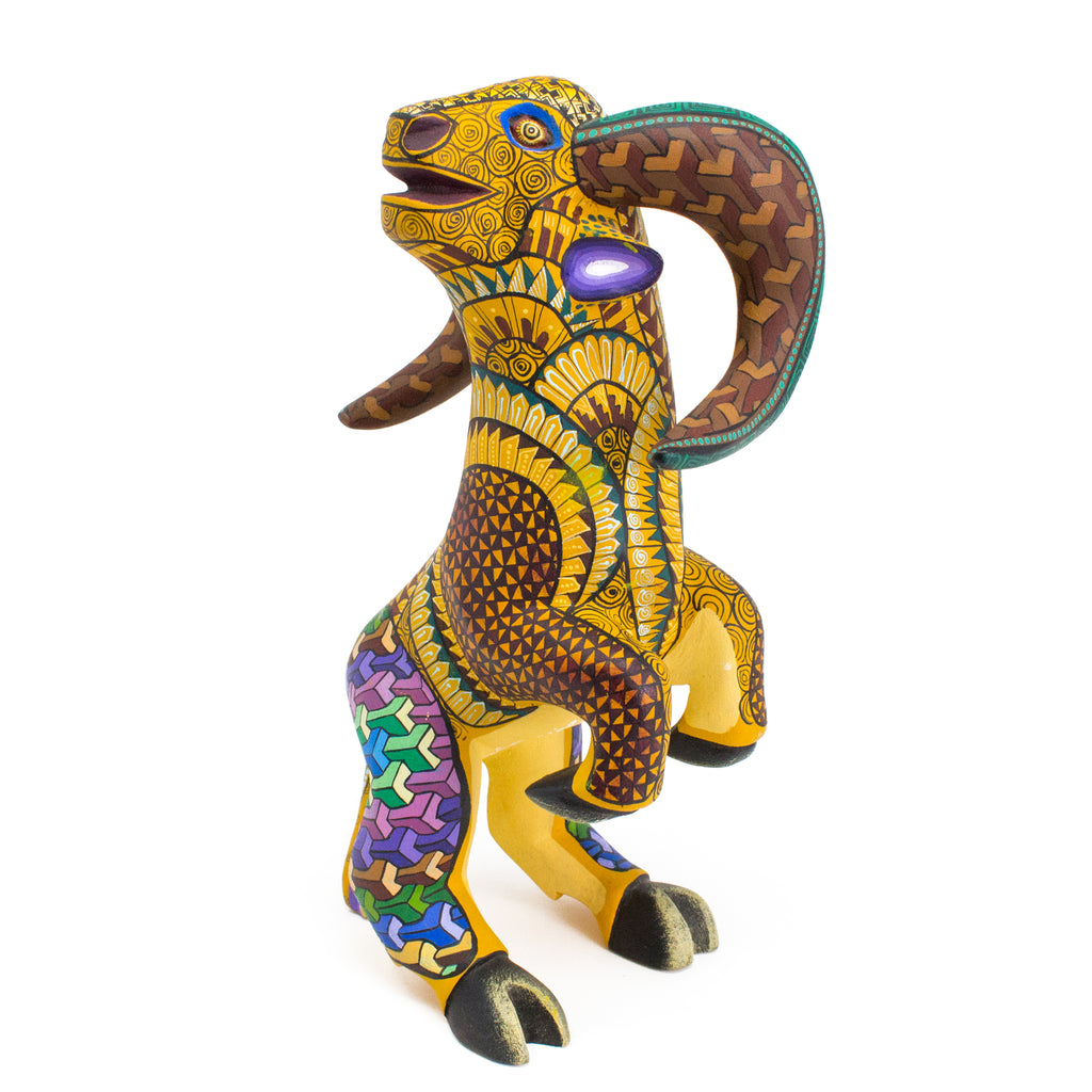 Yellow Ram Alebrije, Copal Wood