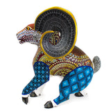 Gold Horns Ram Alebrije, Copal Wood