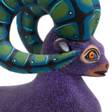 Purple Ram with Blue-Green Horns Alebrije, Copal Wood