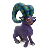 Purple Ram with Blue-Green Horns Alebrije, Copal Wood