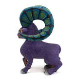Purple Ram with Blue-Green Horns Alebrije, Copal Wood