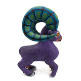 Purple Ram with Blue-Green Horns Alebrije, Copal Wood