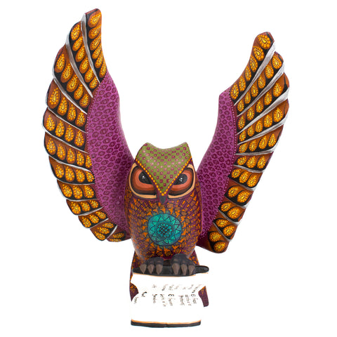 Owl on Book Alebrije, Copal Wood