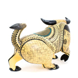 Yellow and Teal Bull Alebrije, Copal Wood