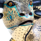 Yellow and Teal Bull Alebrije, Copal Wood