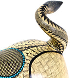 Yellow and Teal Bull Alebrije, Copal Wood