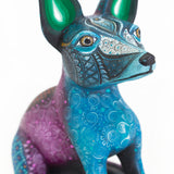 Small Xolotzcuintle Dog Alebrije (Green Ears), Copal Wood