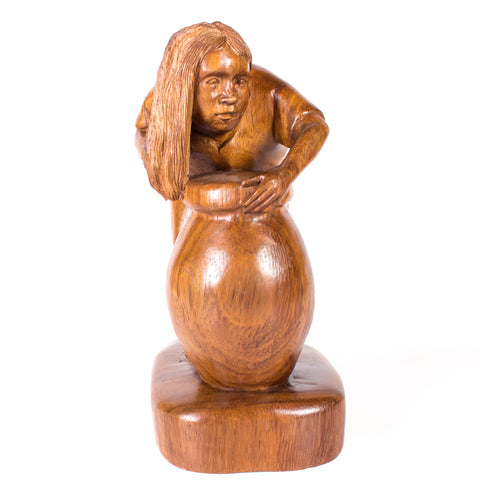 Artisan Woman with Large Vase, Parota Wood