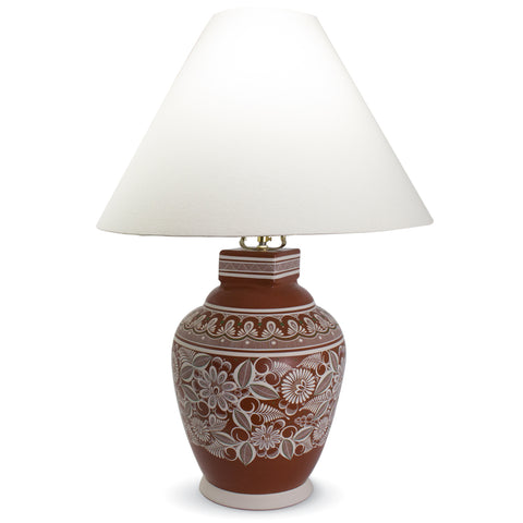 Flowers and Leaves Pattern Lamp, Bandera Clay