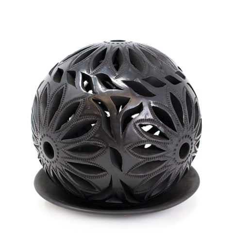 Medium Ball Candle Base, Oaxaca Black Clay