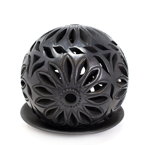 Medium Ball Candle Base, Oaxaca Black Clay