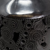 Flower Patterns and Angel Large Bottle, Oaxaca Black Clay