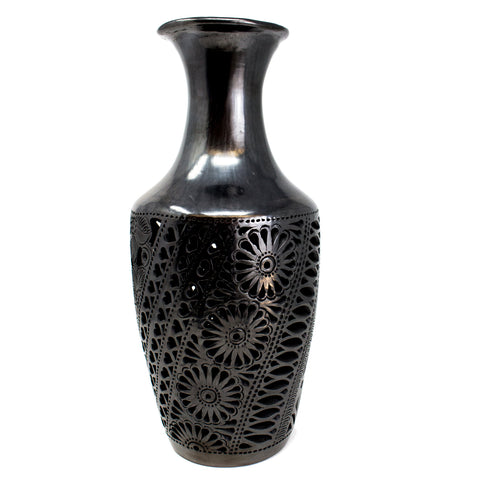Medium Hearts Pattern Bottle, Oaxaca Black Clay