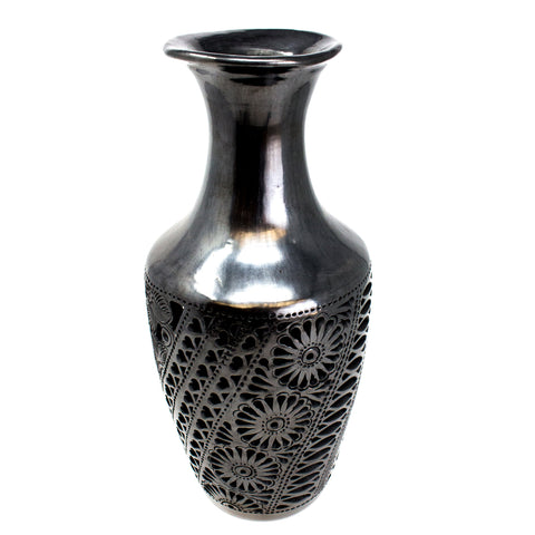 Medium Hearts Pattern Bottle, Oaxaca Black Clay