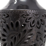 Medium Sized Bottle with Flowers Pattern, Oaxaca Black Clay