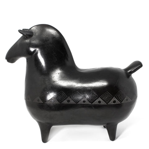 Horse, Scribed Black Clay