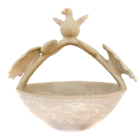 Birds and Flowers Clay Basket, Chiapas Pottery