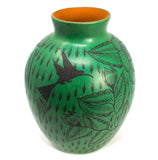 Oval-Shaped Green/Black Vase, Burnished Clay