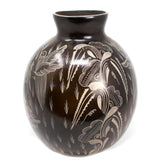 Ball-Shaped White/Brown Vase,<br>Burnished Clay