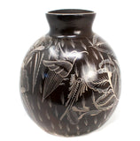 Ball-Shaped White/Brown Vase,<br>Burnished Clay