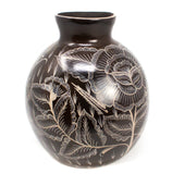 Ball-Shaped White/Brown Vase,<br>Burnished Clay