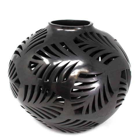 Palm Leaves Jug, Black Clay