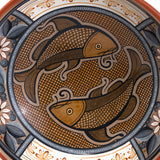 Fishes Round Shaped Tray, Burnished Clay