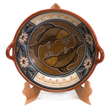 Fishes Round Shaped Tray, Burnished Clay