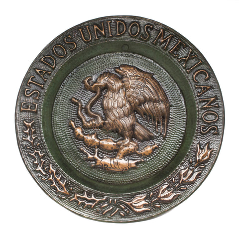 Rustic Mexican Eagle Plate, Copper