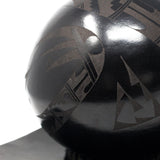 Triangular Fruit Platter, Single Large Ball, Scribed Black Clay