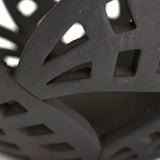 Matte Dried Leaves Sphere, Black Clay