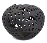 Matte Dried Leaves Sphere, Black Clay