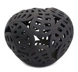 Matte Dried Leaves Sphere, Black Clay