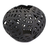 Matte Dried Leaves Sphere, Black Clay