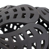 Matte Dried Leaves Sphere, Black Clay