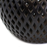 Wavy Mouthed Diamond Covered Flower Pot, Oaxaca Black Clay