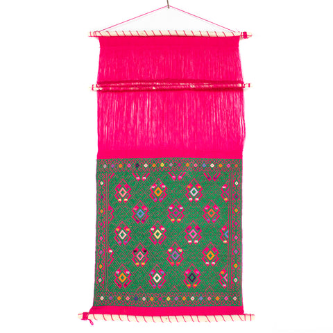 Pink & Green Hanging Backstrap Loom, Backstrap Weaving
