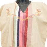 Color Striped & Beige Huipil, Pedal Loom