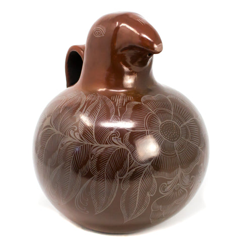 Parrot Pitcher, Burnished Clay