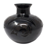Moon Relief Semi-flat Jug, Scribed Black Clay