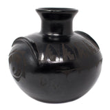 Moon Relief Semi-flat Jug, Scribed Black Clay