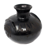 Moon Relief Semi-flat Jug, Scribed Black Clay