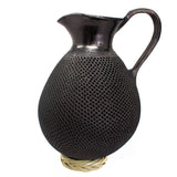 Large Textured Pierced Drop Pitcher, Oaxaca Black Clay