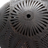 Large Traditional Patterns Textured Matte Vase, Oaxaca Black Clay