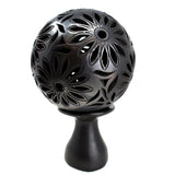 Pierced Flower Pattern Lamp with Stand, Oaxaca Black Clay