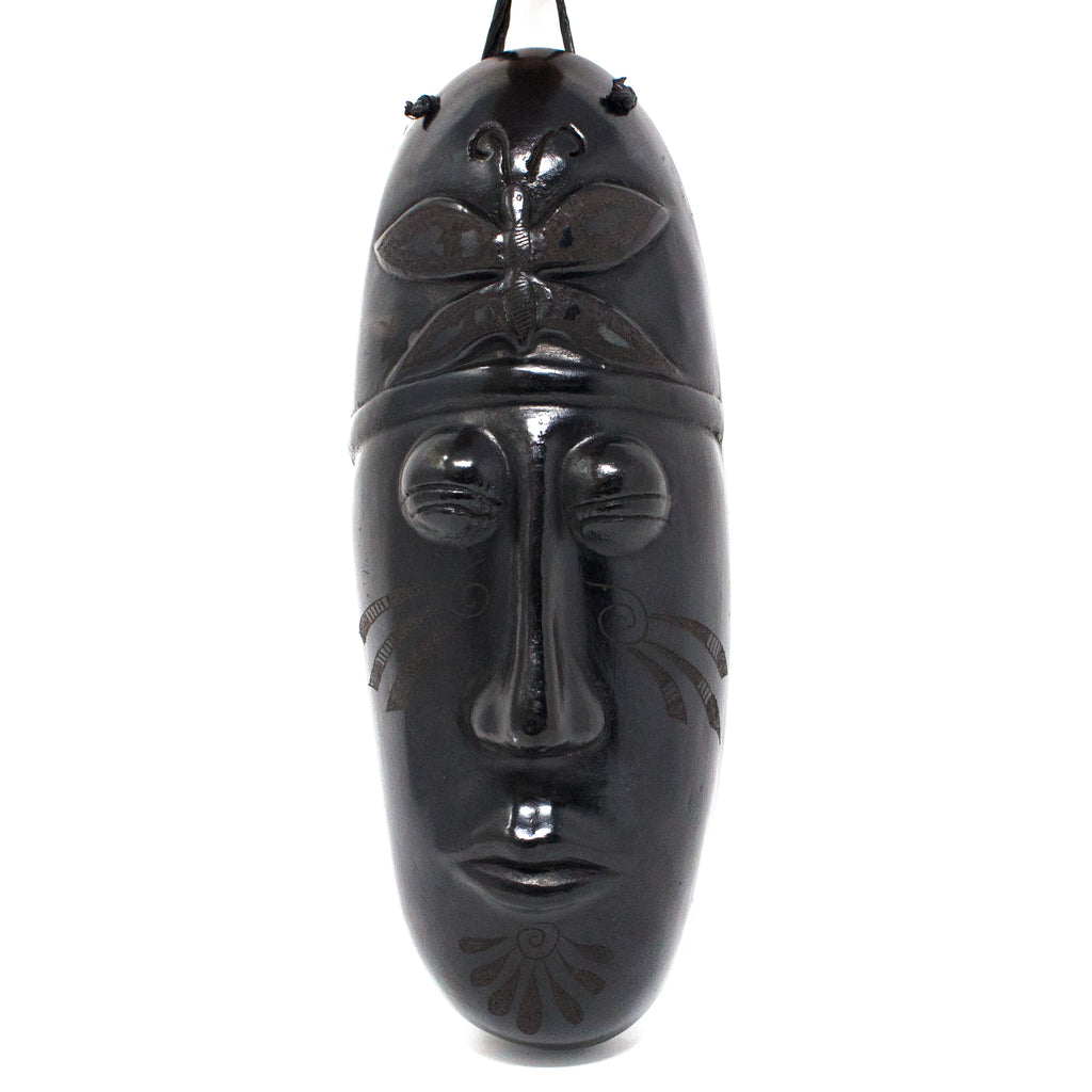 Elongated Butterfly Dream Mask, Scribed Black Clay