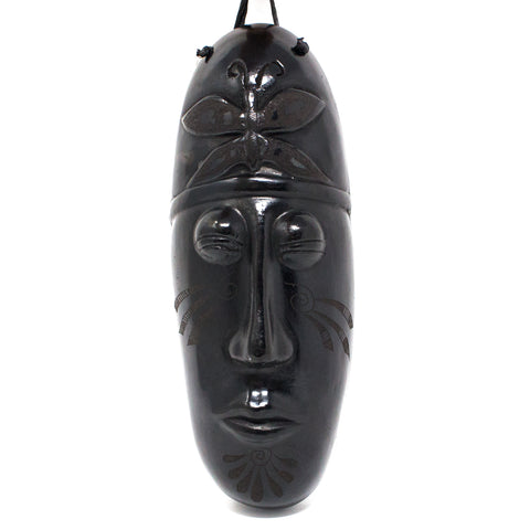 Elongated Butterfly Dream Mask, Scribed Black Clay