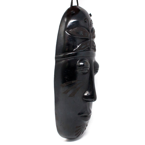 Elongated Butterfly Dream Mask, Scribed Black Clay